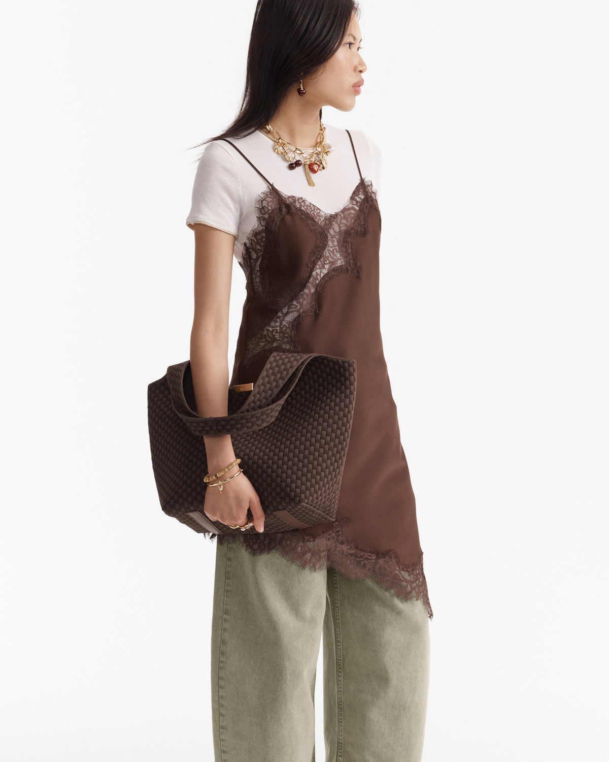 Amelie Basket Tote Bag - Chocolate