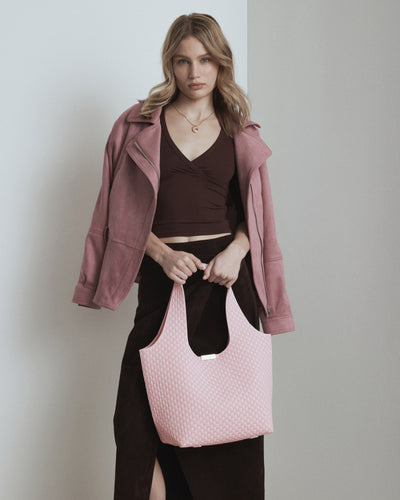 Amelie Basket Tote Bag - Pink Salt