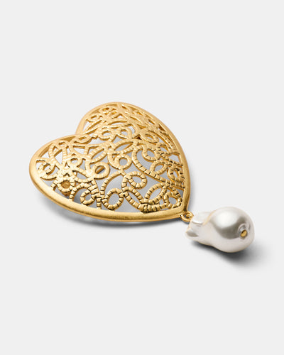Fond Heart Brooch - Pearl