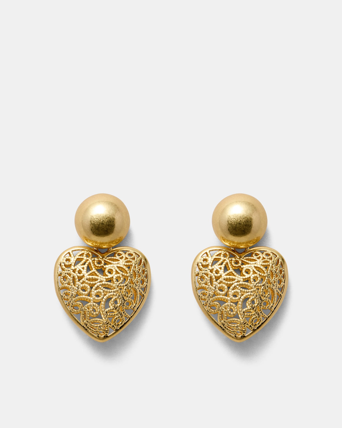Fond Heart Drop Earrings - Gold