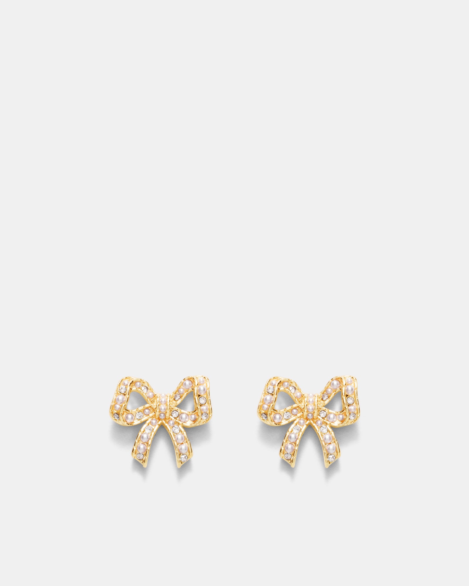 Tie A Bow Stud Earrings - Gold