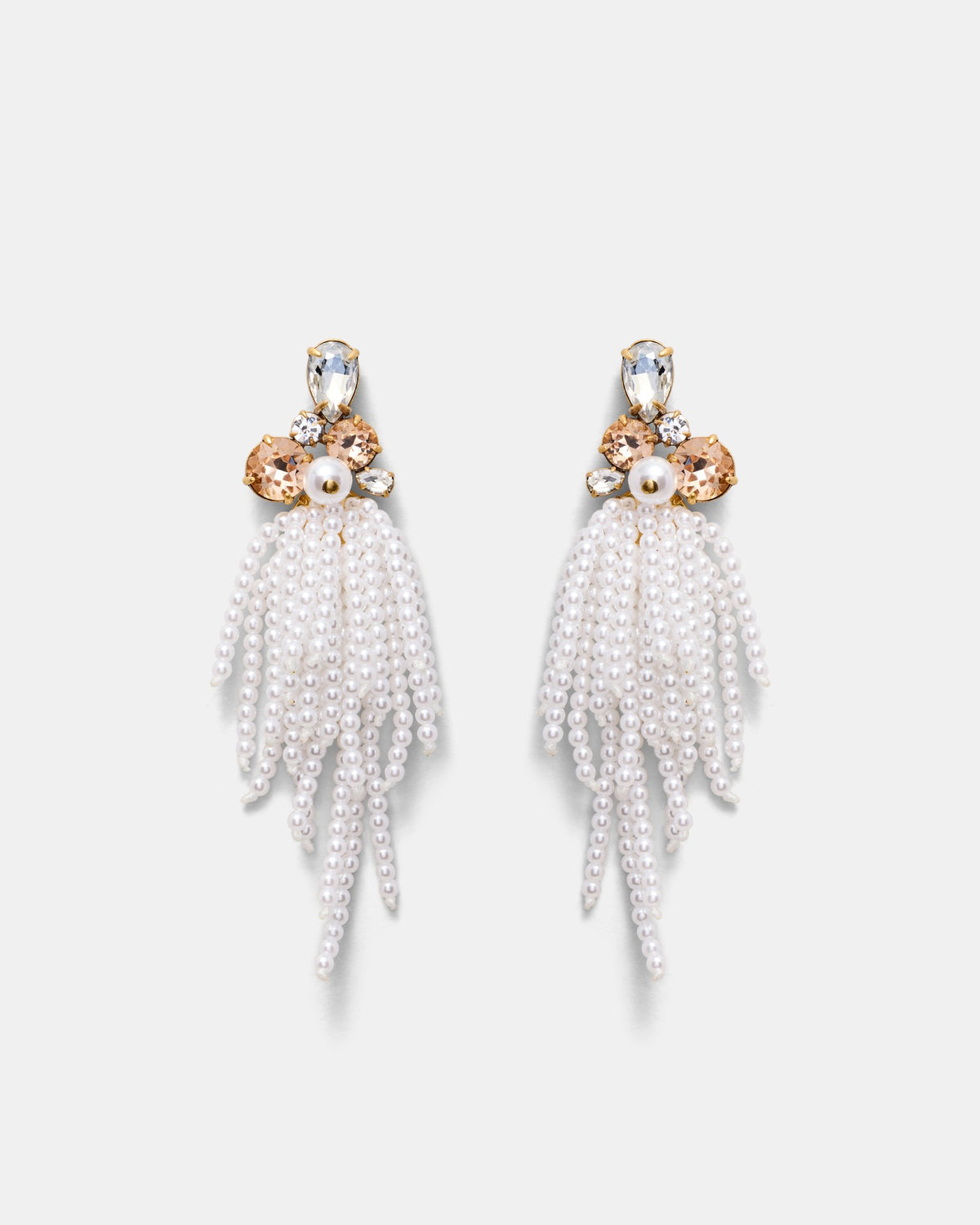 Gilded Fringe Earrings - Pearl