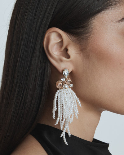 Gilded Fringe Earrings - Pearl