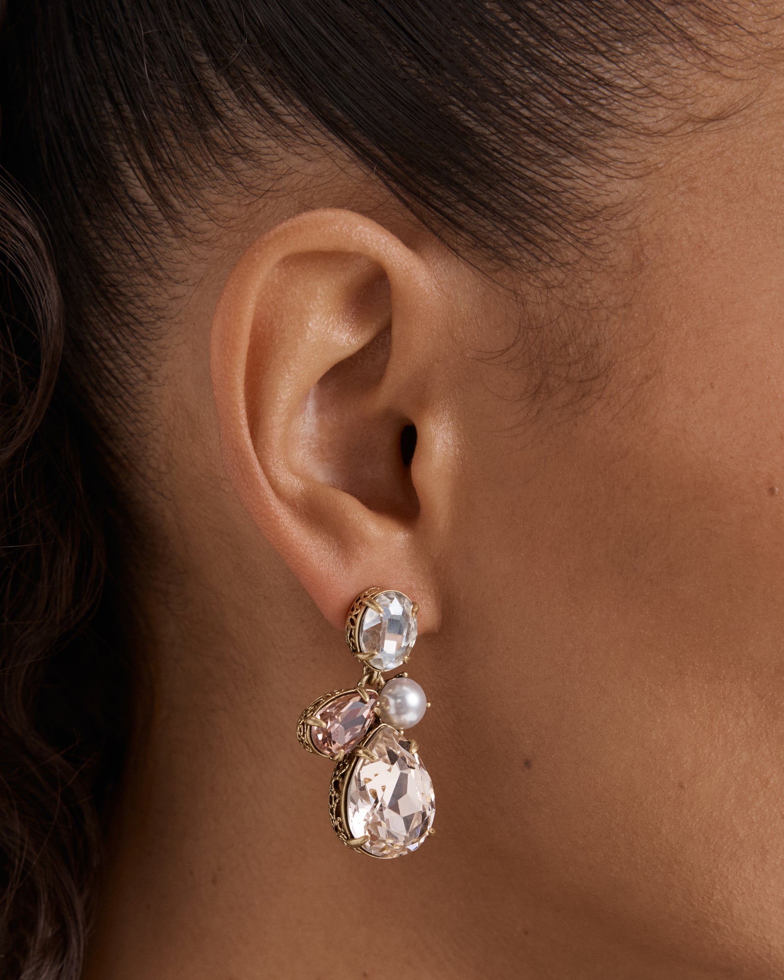 Bejewel Drop Earrings - Pearl