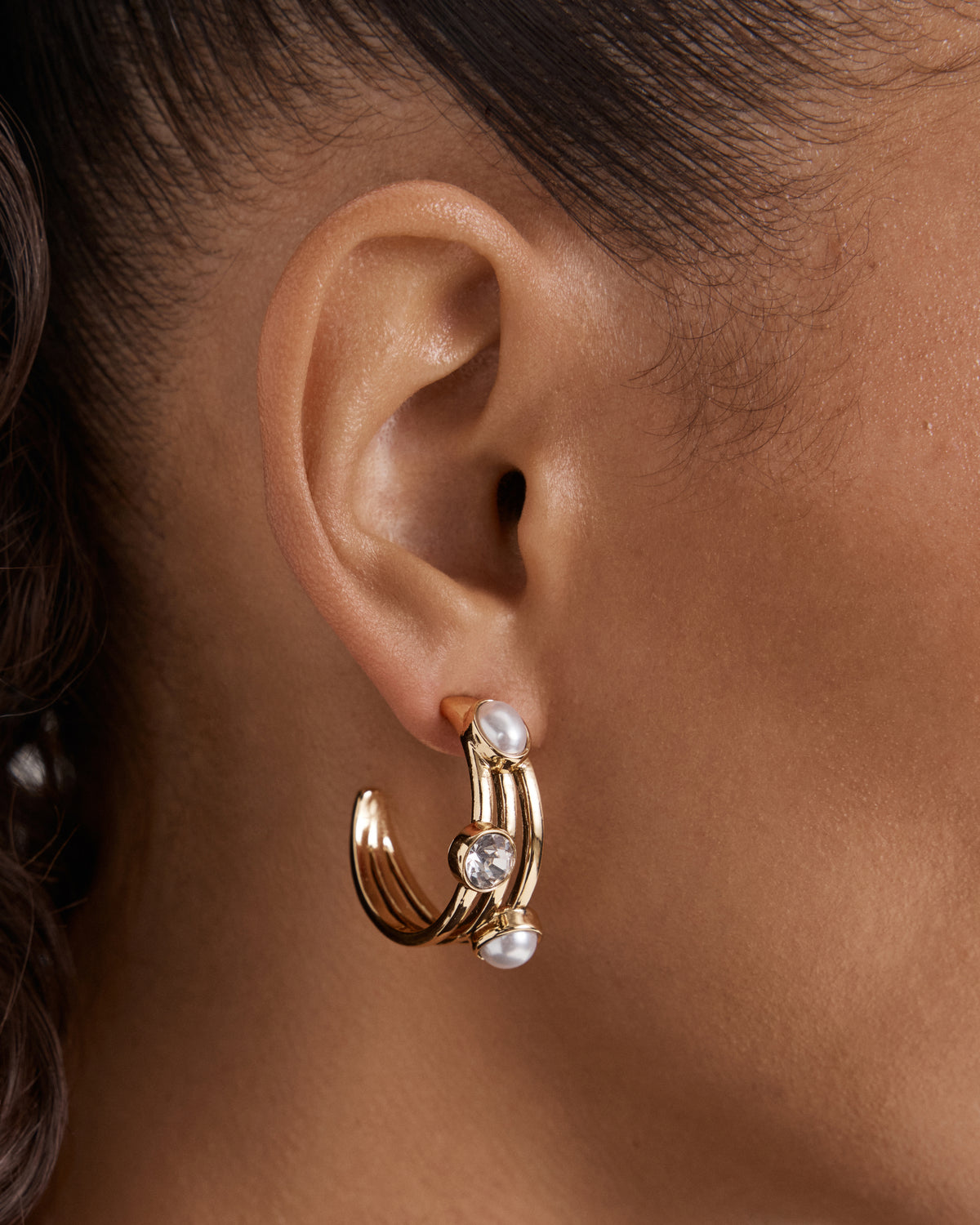 Borderline Hoop Earrings - Pearl