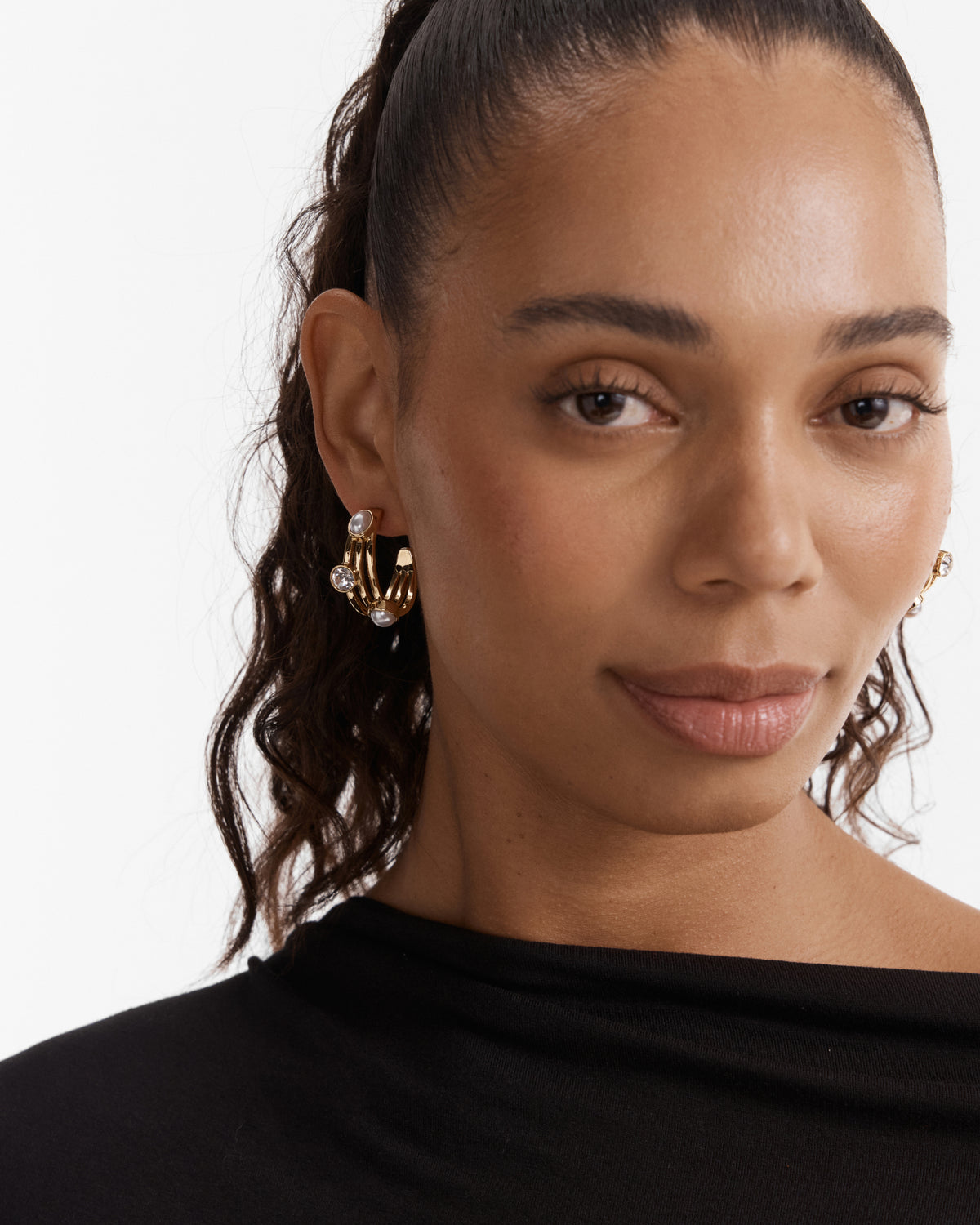 Borderline Hoop Earrings - Pearl