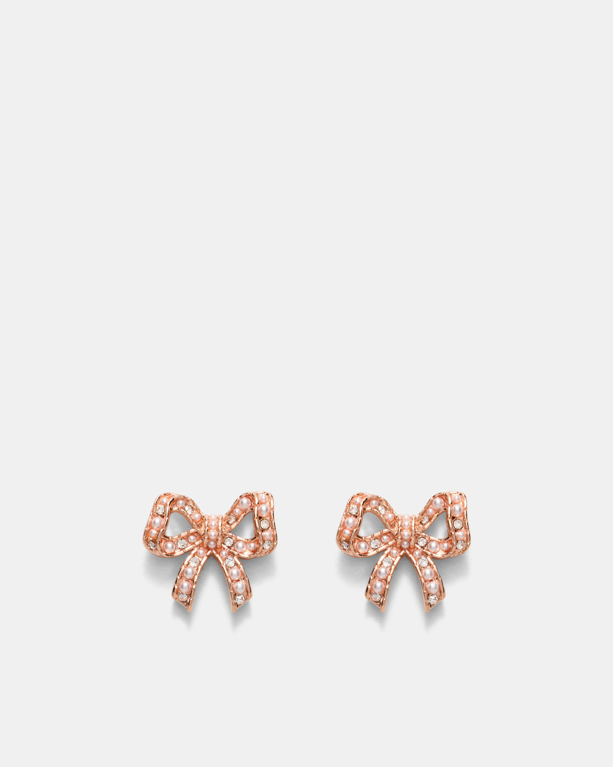 Tie A Bow Stud Earrings - Rose Gold