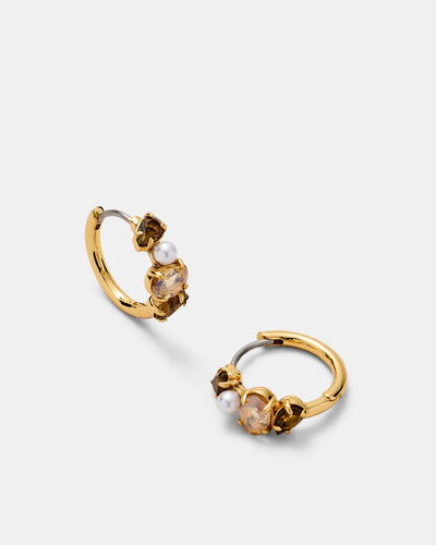 Bejewel Mini Hoop Earrings - TOFFEE