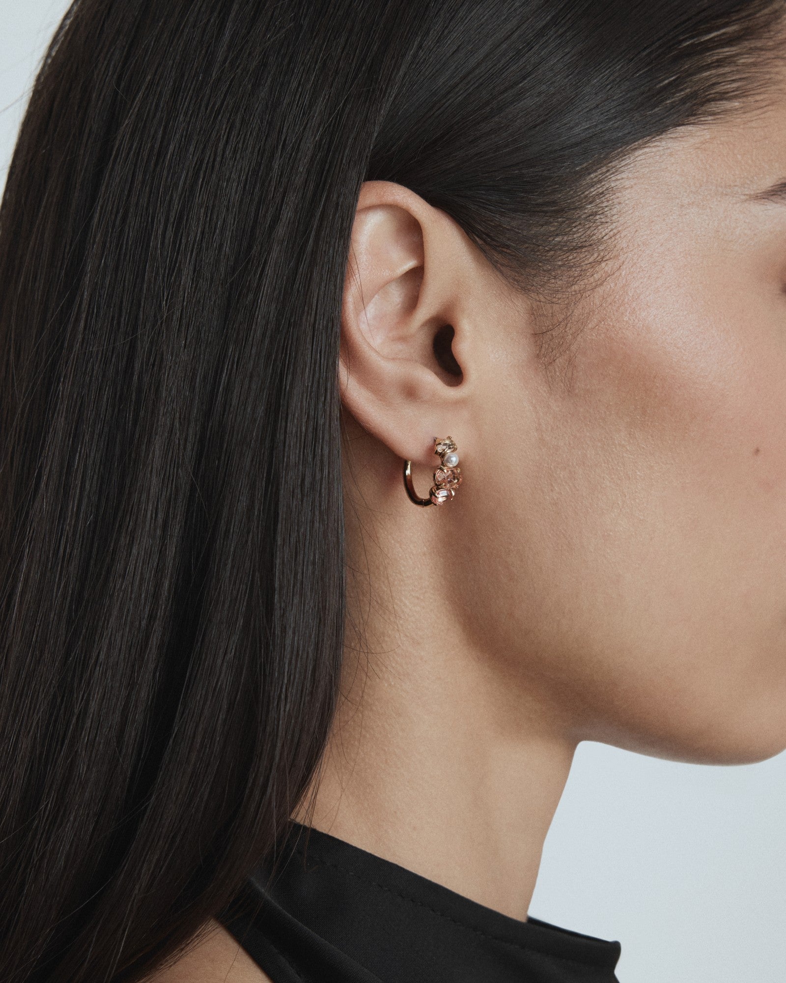 Bejewel Mini Hoop Earrings - Petal