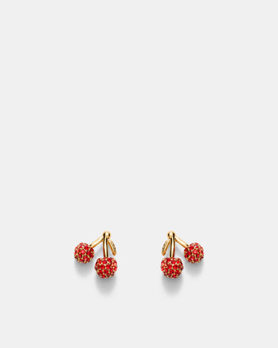 Cherry On Stud Earrings - Lipstick Red