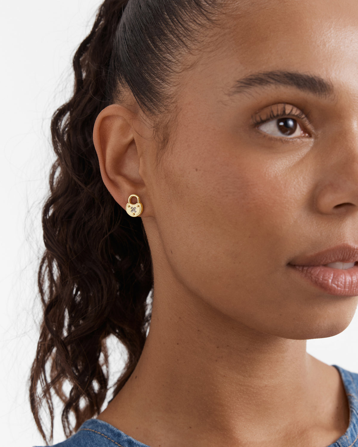 Lockette Stud Earrings - Gold