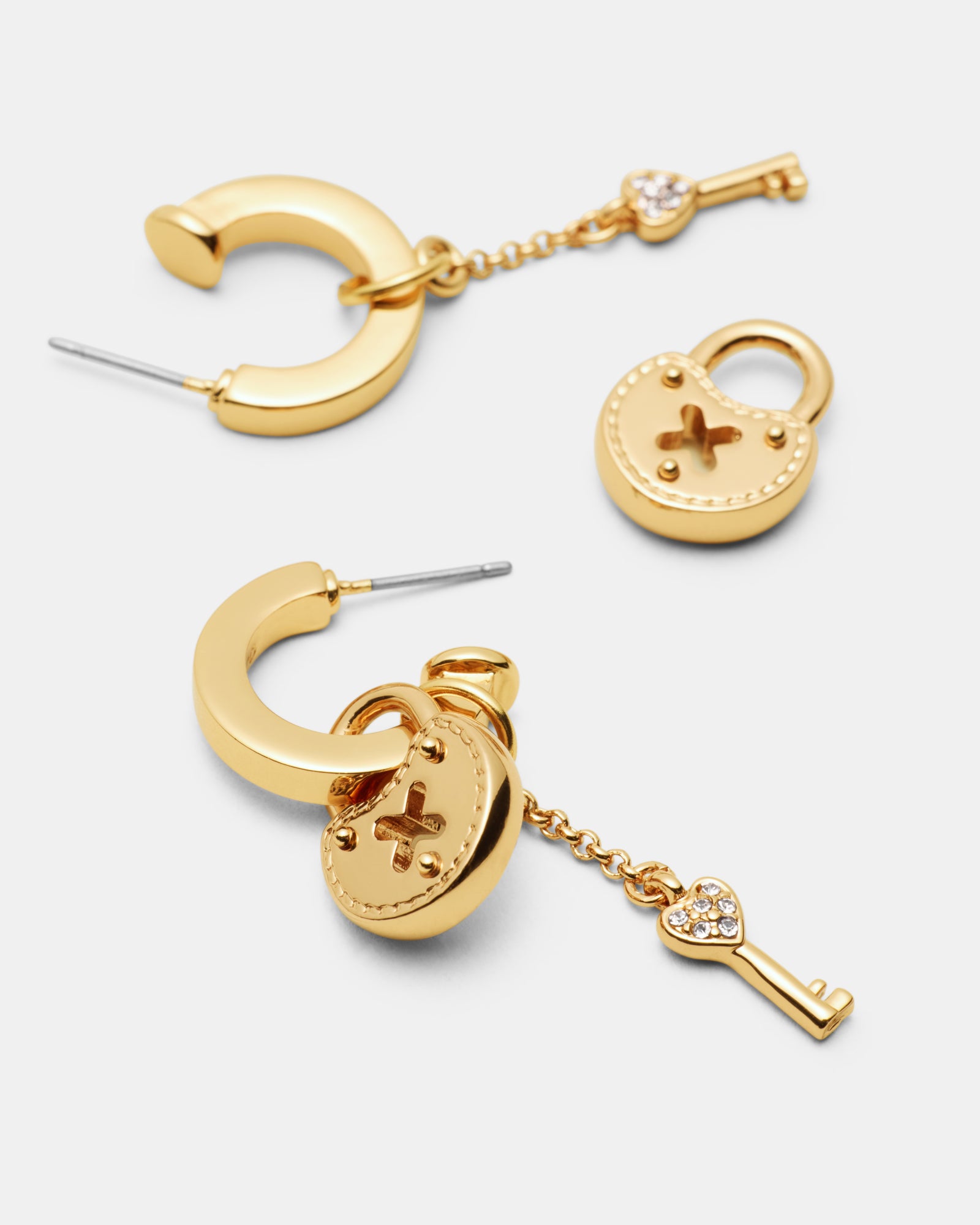 Lockette Charm Hoop Earrings - Gold