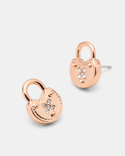 Lockette Stud Earrings - Rose Gold