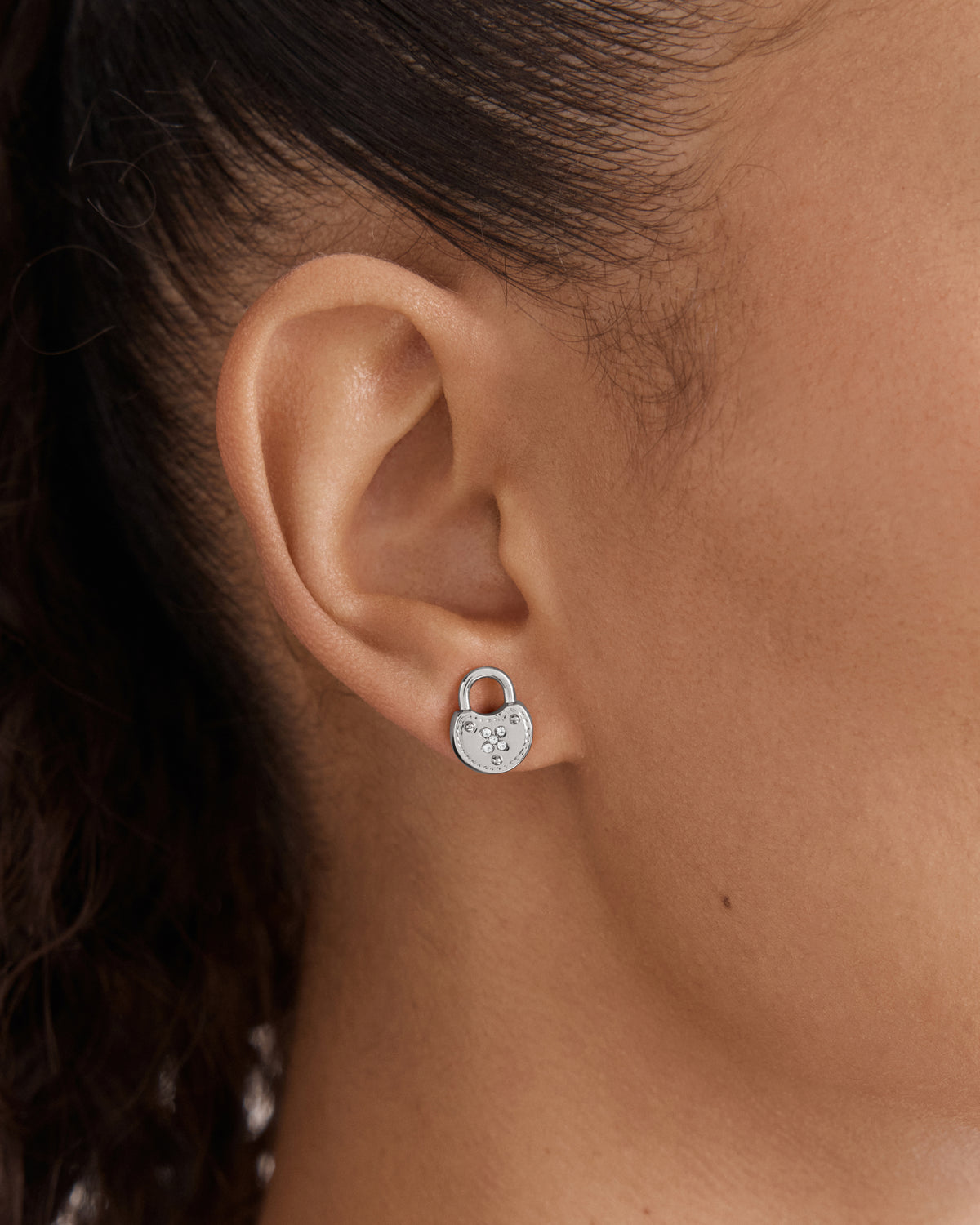 Lockette Stud Earrings - Silver
