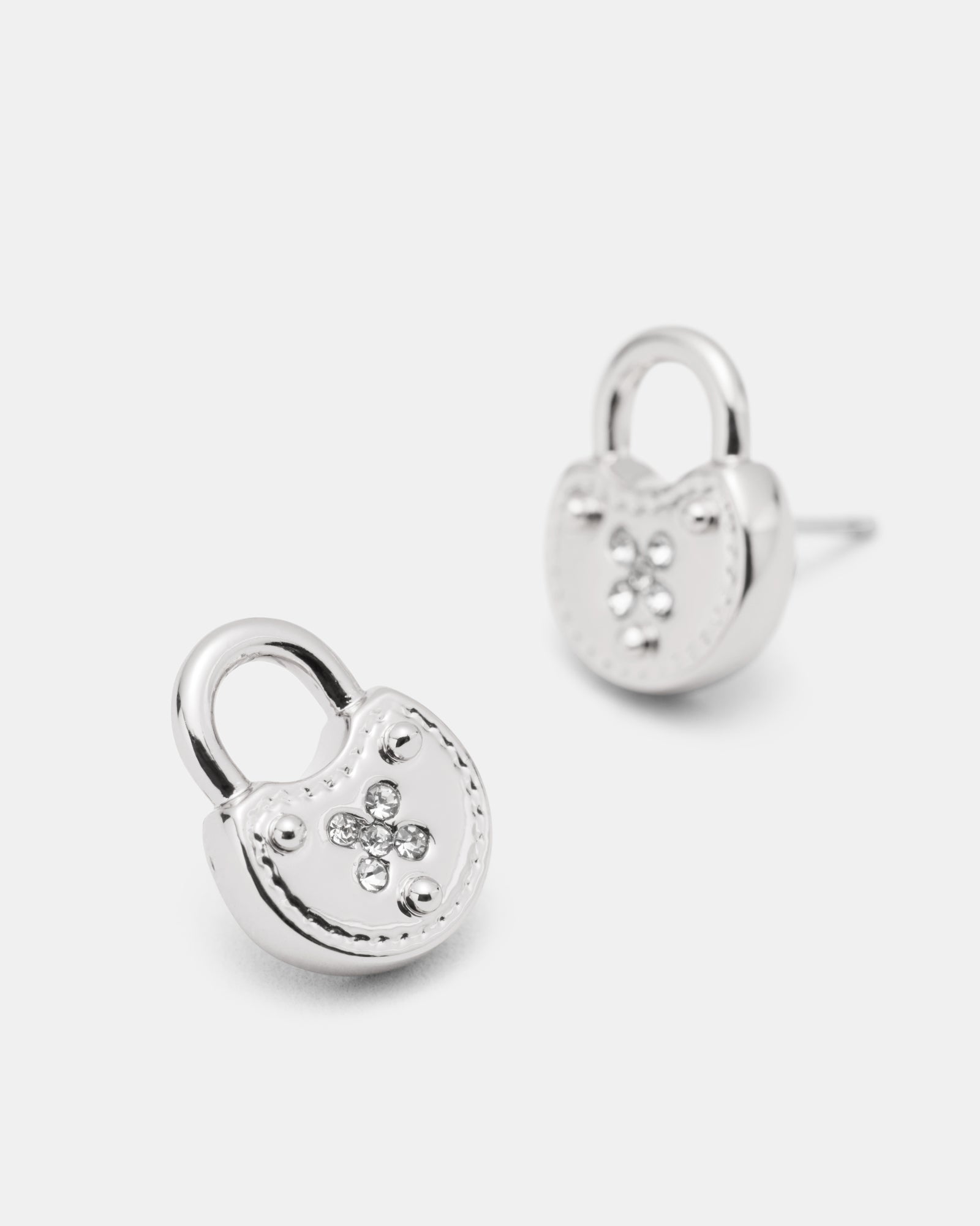 Lockette Stud Earrings - Silver