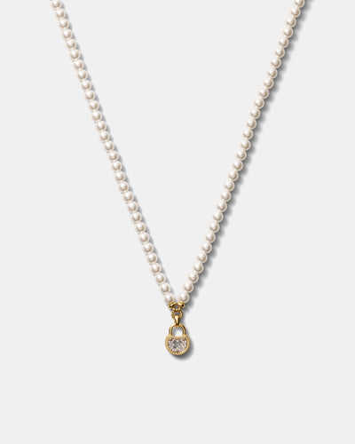 Lockette Pearl Necklace - Gold