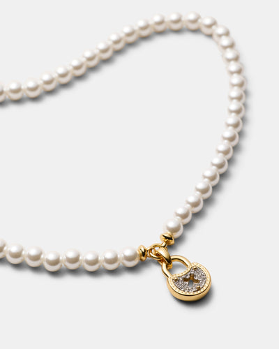 Lockette Pearl Necklace - Gold