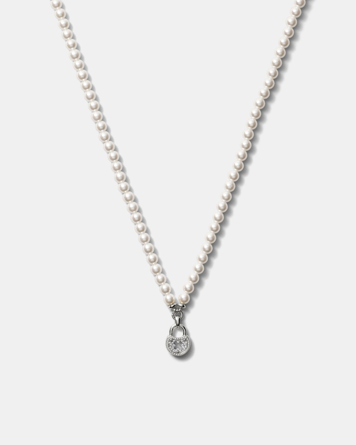 Lockette Pearl Necklace - Silver