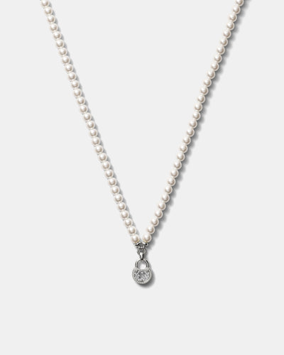 Lockette Pearl Necklace - Silver