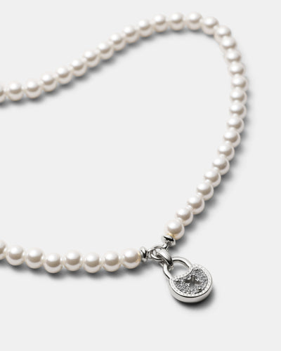 Lockette Pearl Necklace - Silver