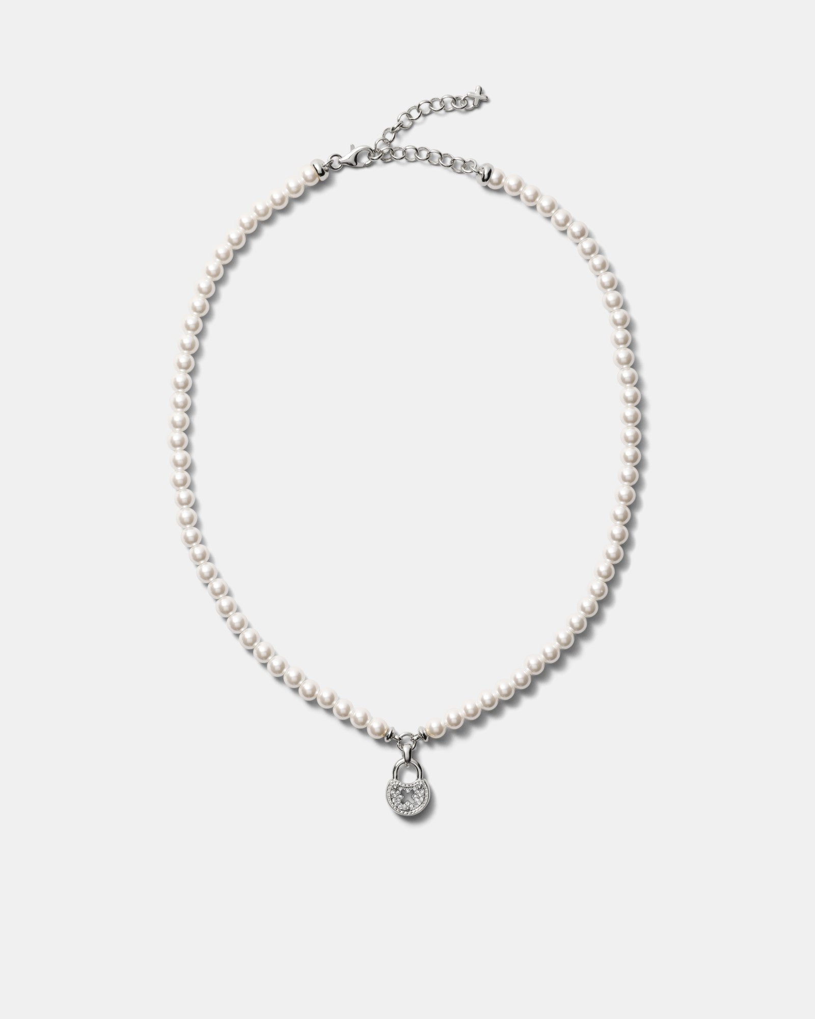 Lockette Pearl Necklace - Silver
