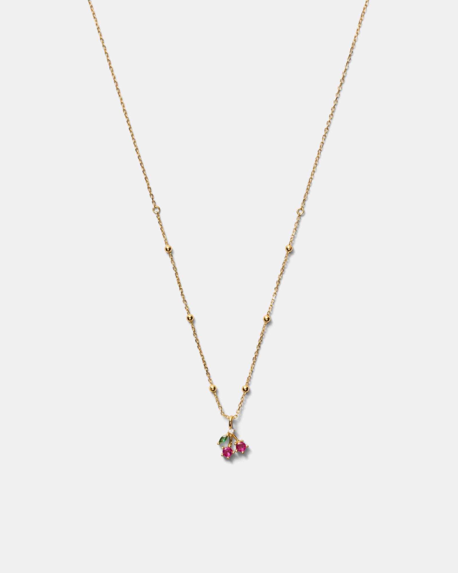 Petite Cherry Necklace - Lipstick Red
