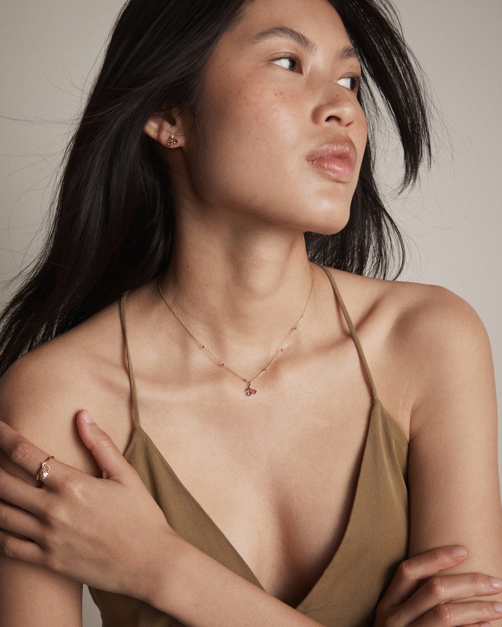 Petite Cherry Necklace - Lipstick Red