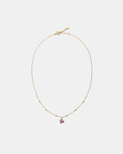 Petite Cherry Necklace - Lipstick Red