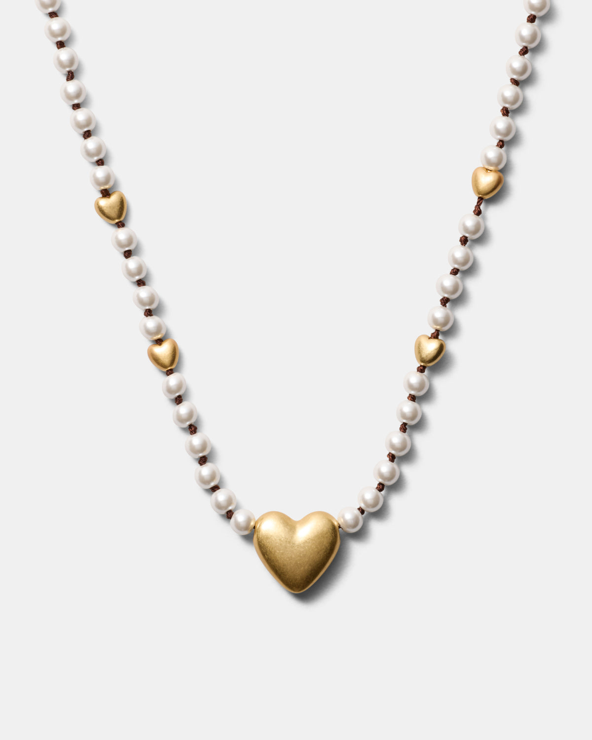 Upbeat Heart Necklace - Pearl