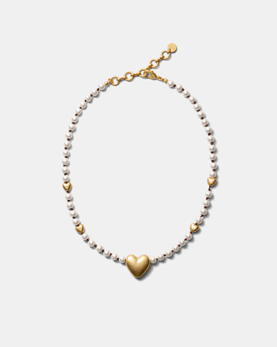 Upbeat Heart Necklace - Pearl