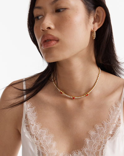 Lover Heart Necklace - Lipstick Red