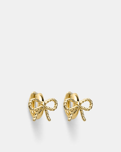 Tie A Bow Hoop Earrings - Gold