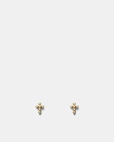 Faith Cross Stud Earrings - Gold