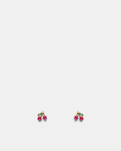 Petite Cherry Stud Earrings - Lipstick Red