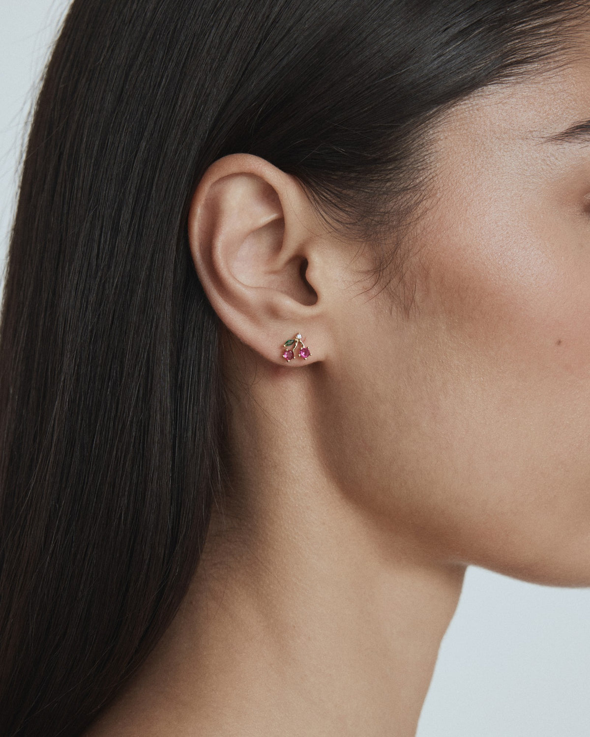 Petite Cherry Stud Earrings - Lipstick Red