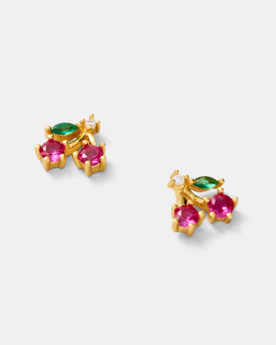 Petite Cherry Stud Earrings - Lipstick Red