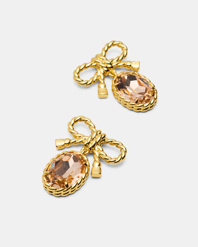 Tie A Bow Drop Earrings - Petal