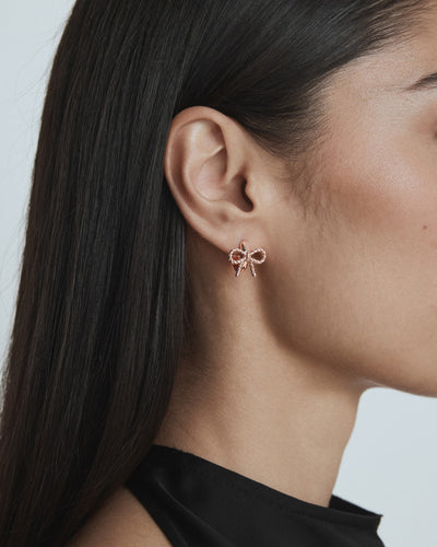 Tie A Bow Hoop Earrings - Rose Gold