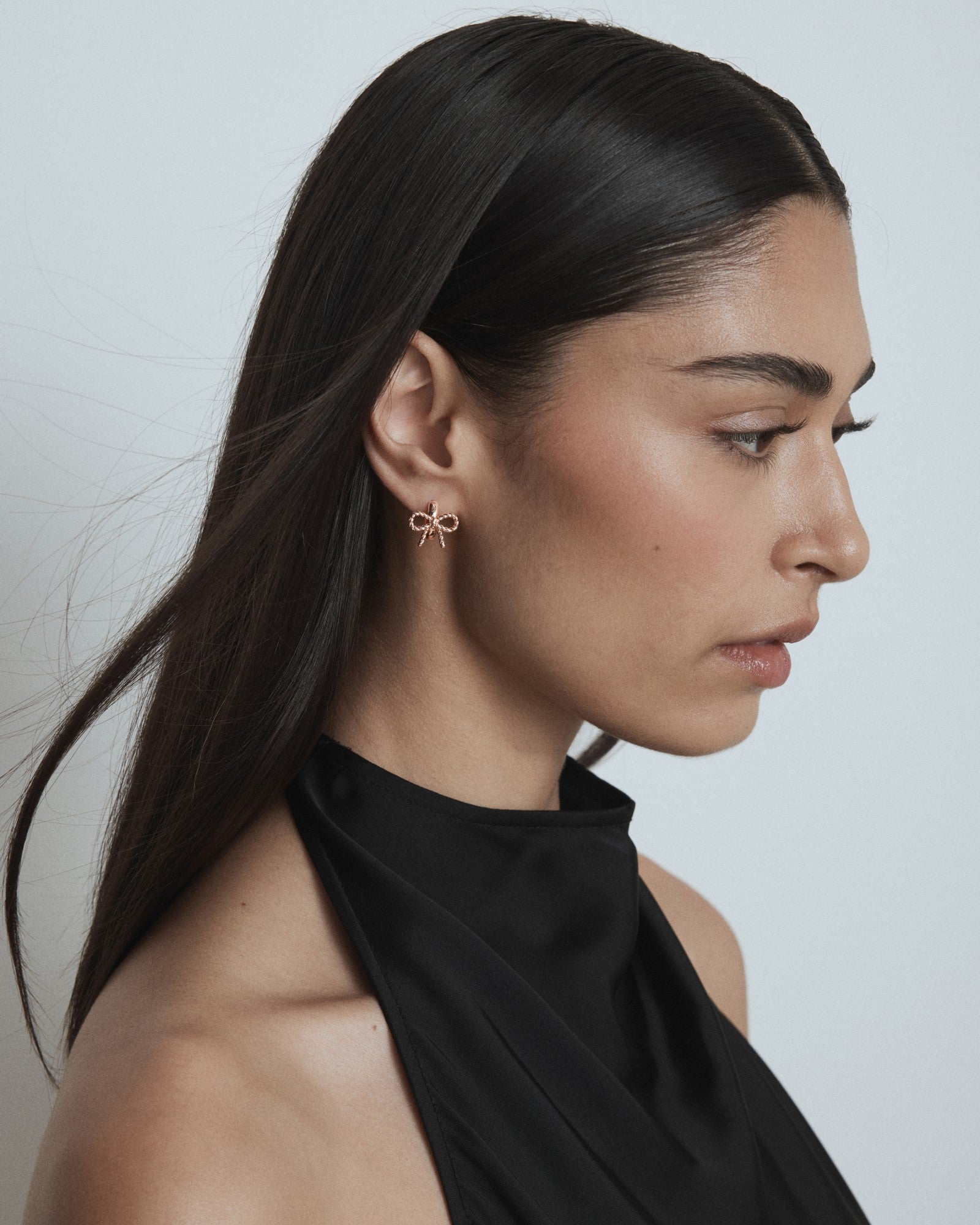 Tie A Bow Hoop Earrings - Rose Gold