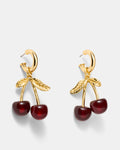 Noir Cherry Hoop Earrings - Bordeaux