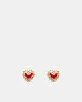 Lace Heart Stud Earrings - Lipstick Red