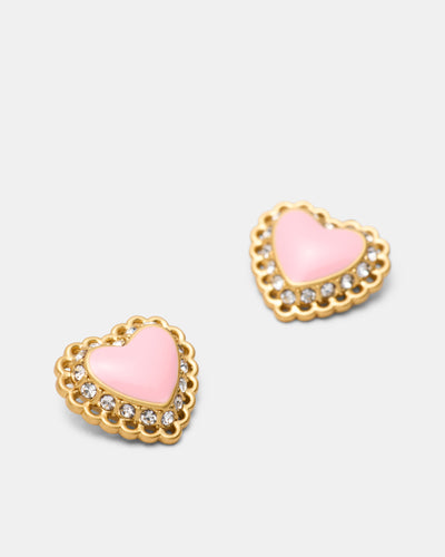 Lace Heart Stud Earrings - Ballet