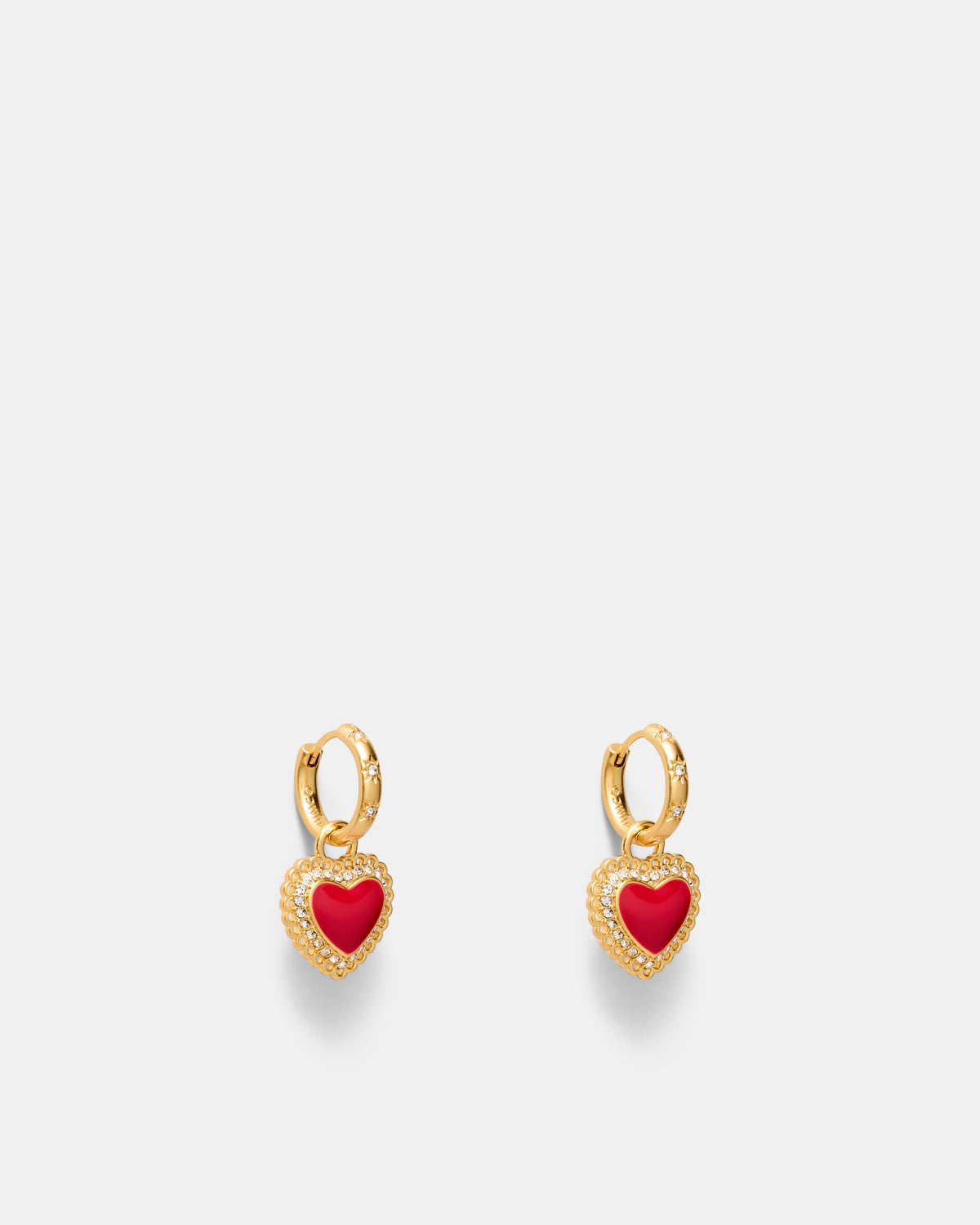 Lace Heart Hoop Earrings - Lipstick Red