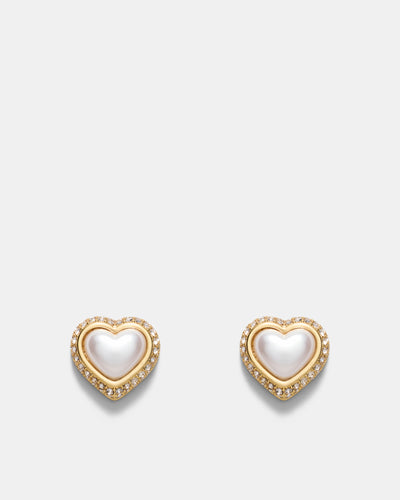 Relic Heart Stud Earrings - Pearl