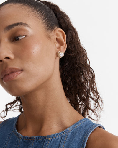 Relic Heart Stud Earrings - Pearl