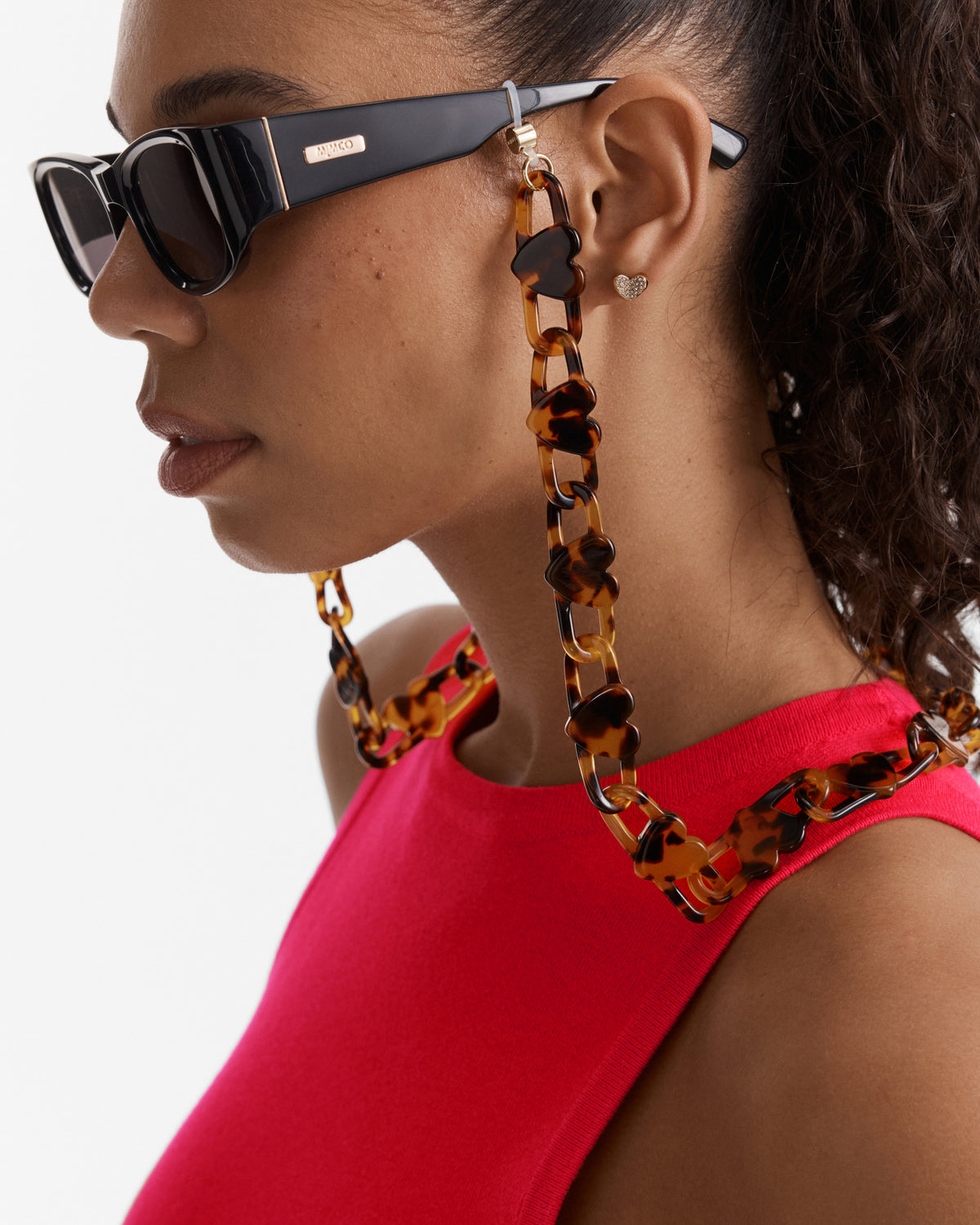 Hearted Sunglasses Chain - Tort