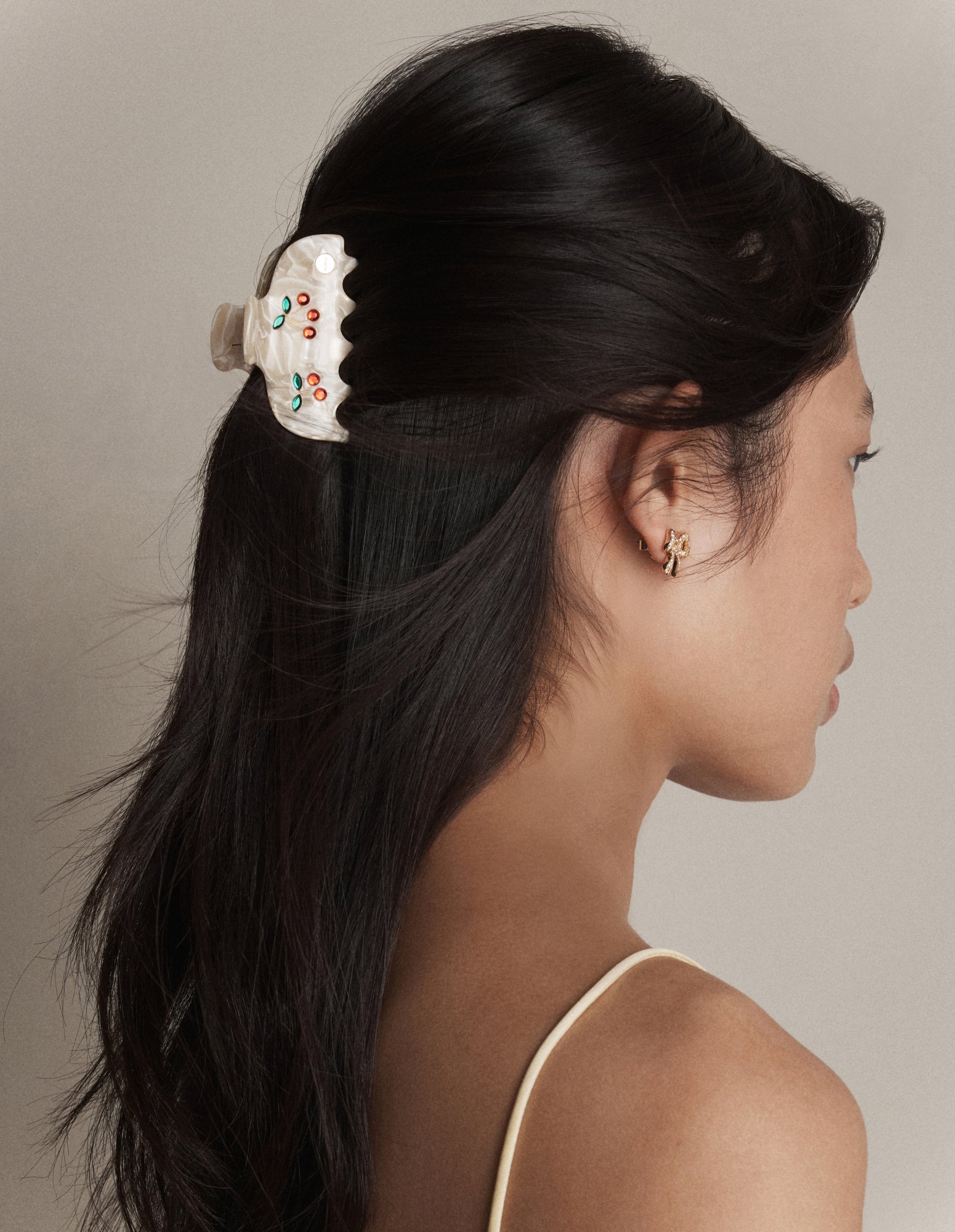 Cherry In Hair Claw Clip - Pearl