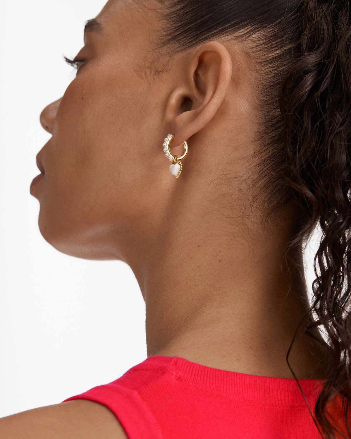 En Pointe Hoop Earrings - Pearl