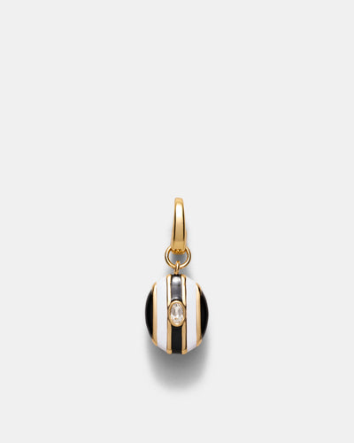 Stripe Coin Charm - Black White