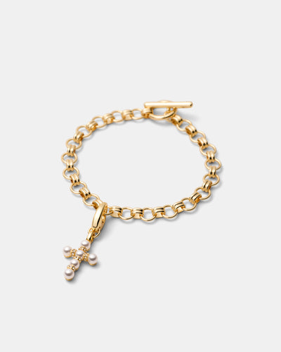 Poetic Cross Charm - Pearl
